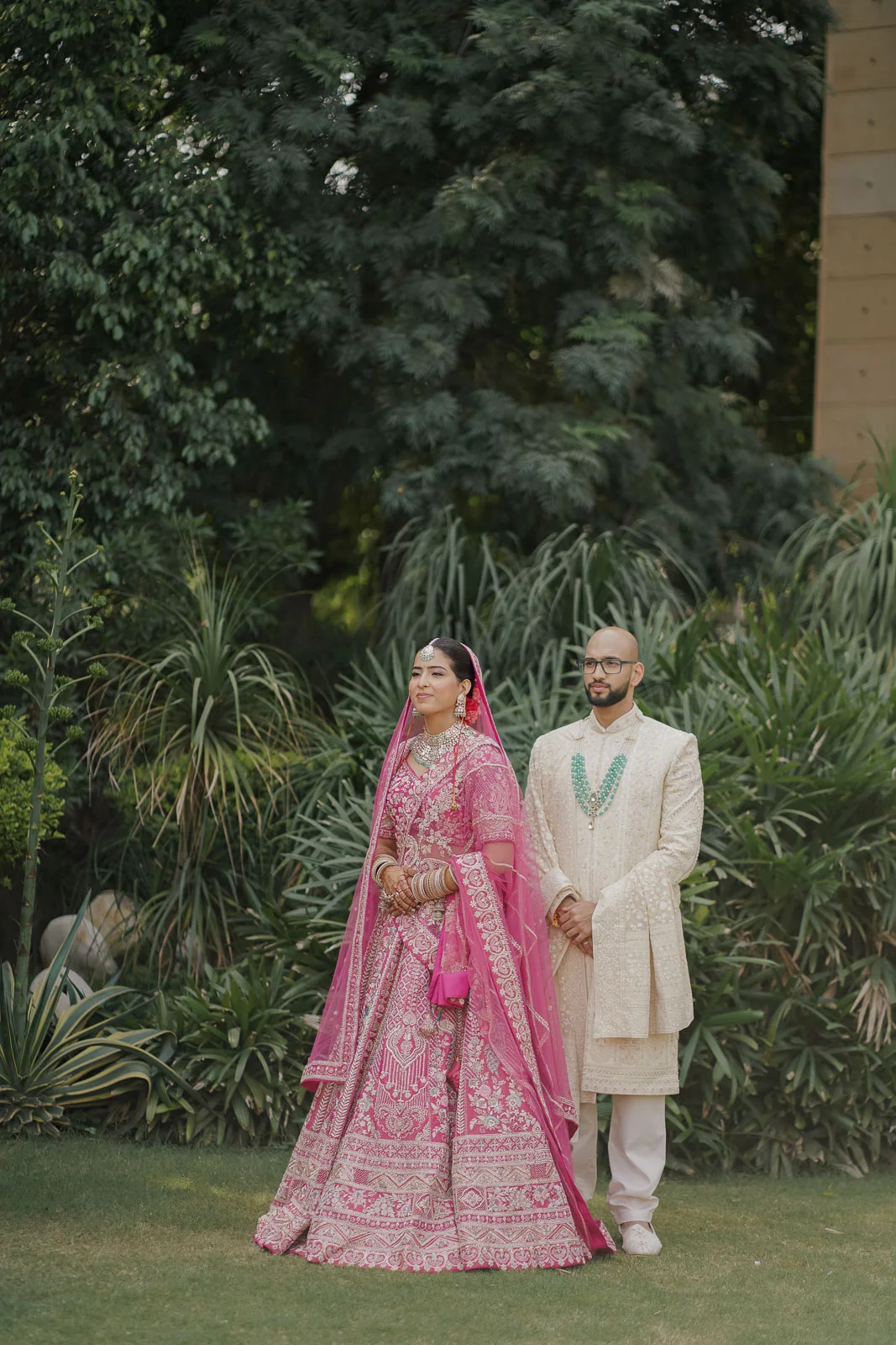 Elegant Couple Portrait in a Garden Setting