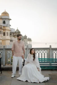 Elegant Couple Portrait with Udaipur’s Heritage Architecture