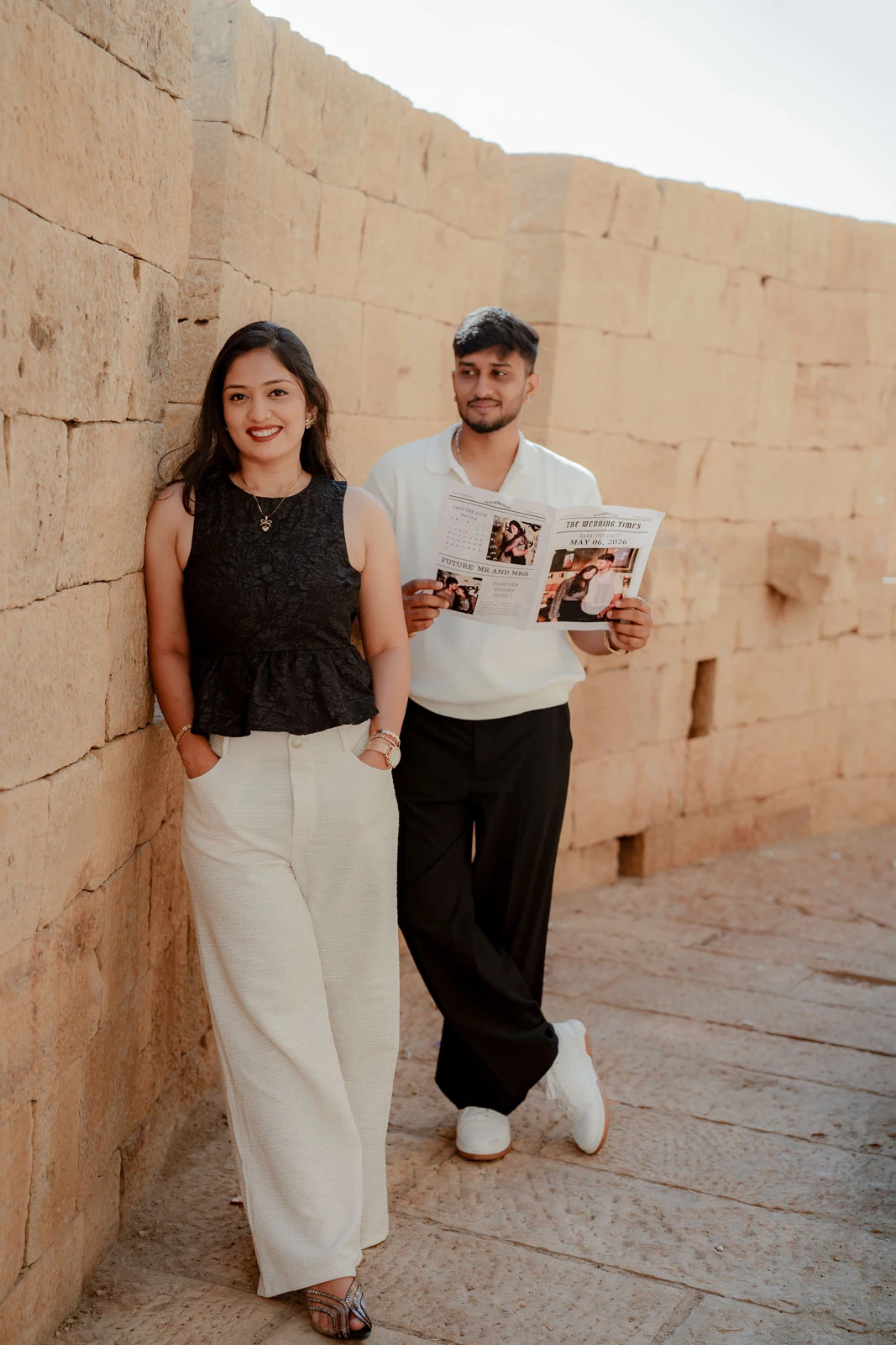 Elegant Couple Walk Through Jaisalmer Heritage