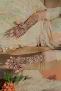 Elegant Mehendi Detail for a Rewari Wedding
