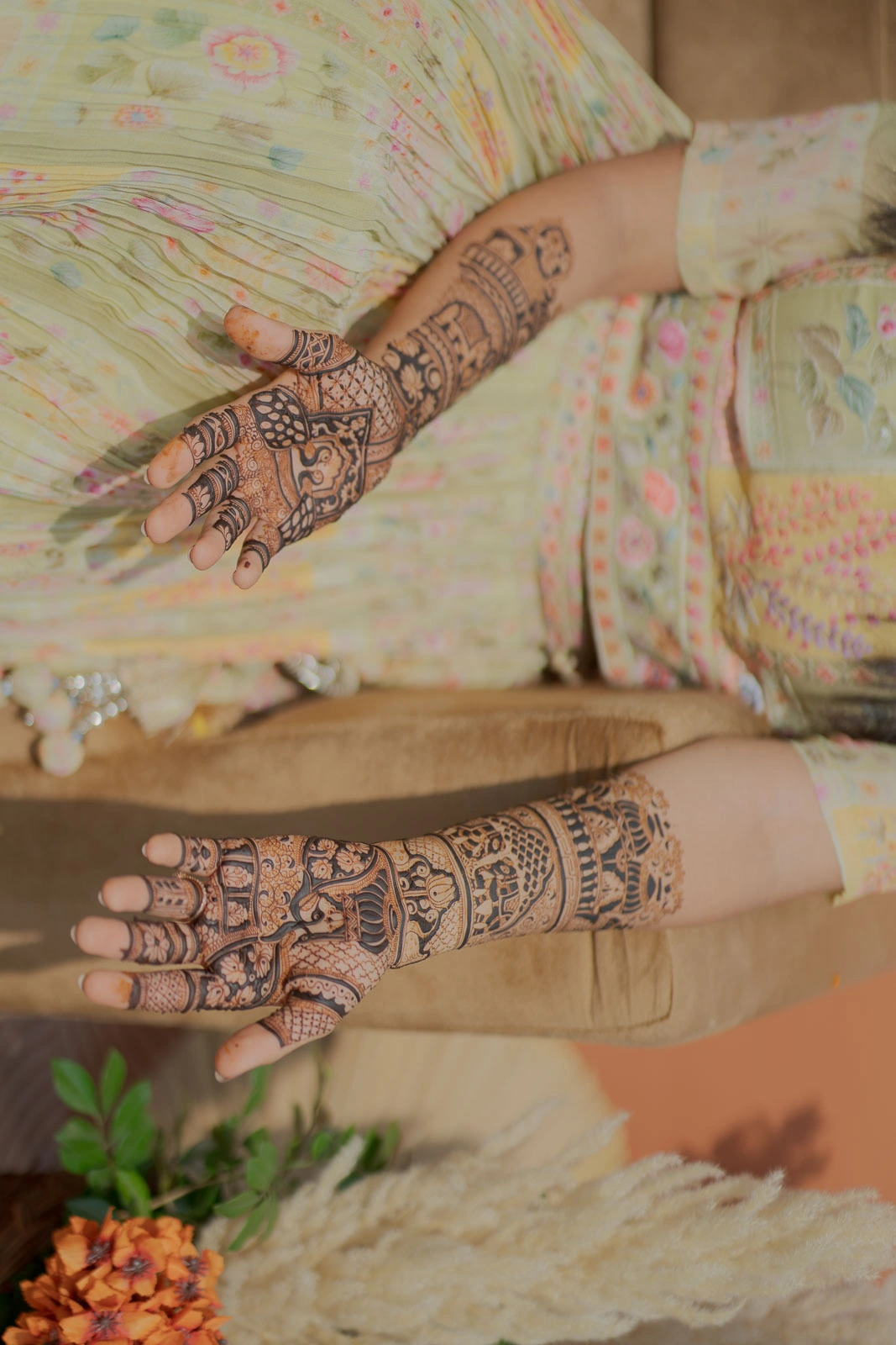 Elegant Mehendi Detail for a Rewari Wedding