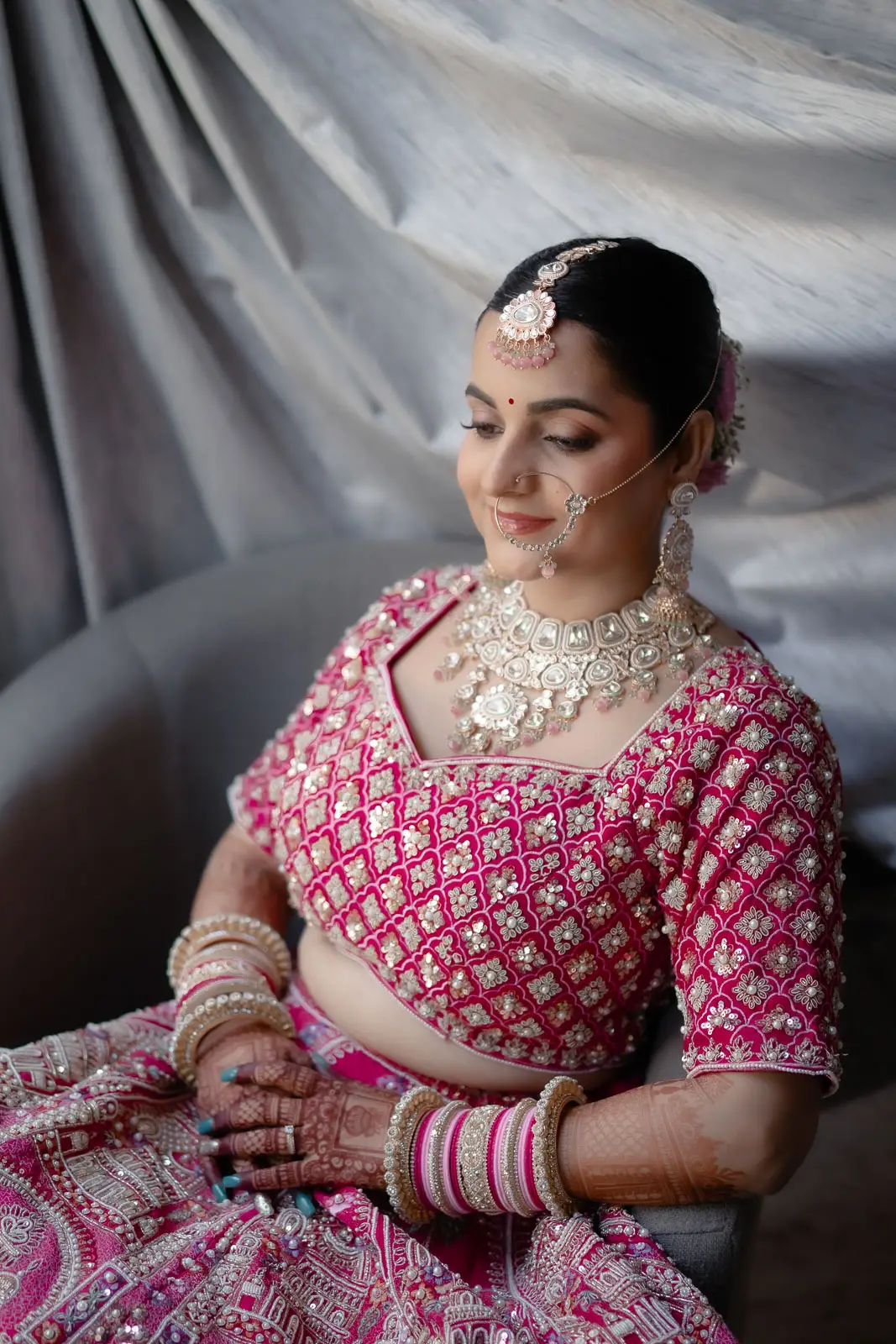 Elegant Pink Bridal Portrait in Goa