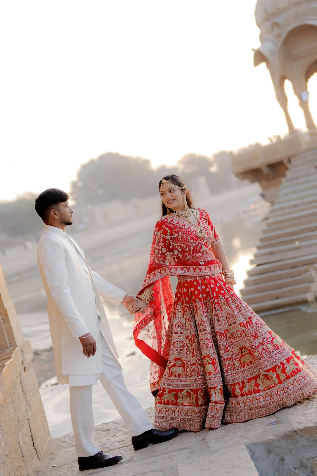 Elegant Traditional Couple Moment in Rajasthan