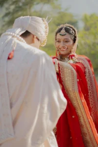 Groom and Bride Sharing a Candid Wedding Moment
