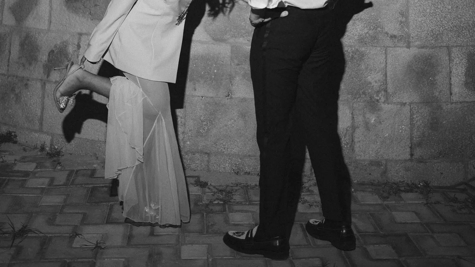 Intimate Black and White Couple Portrait in Jaisalmer