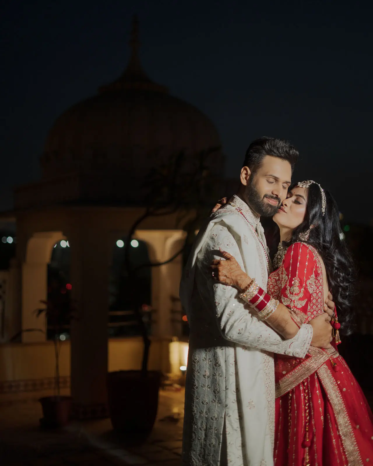 Intimate Bride & Groom Moment at Night