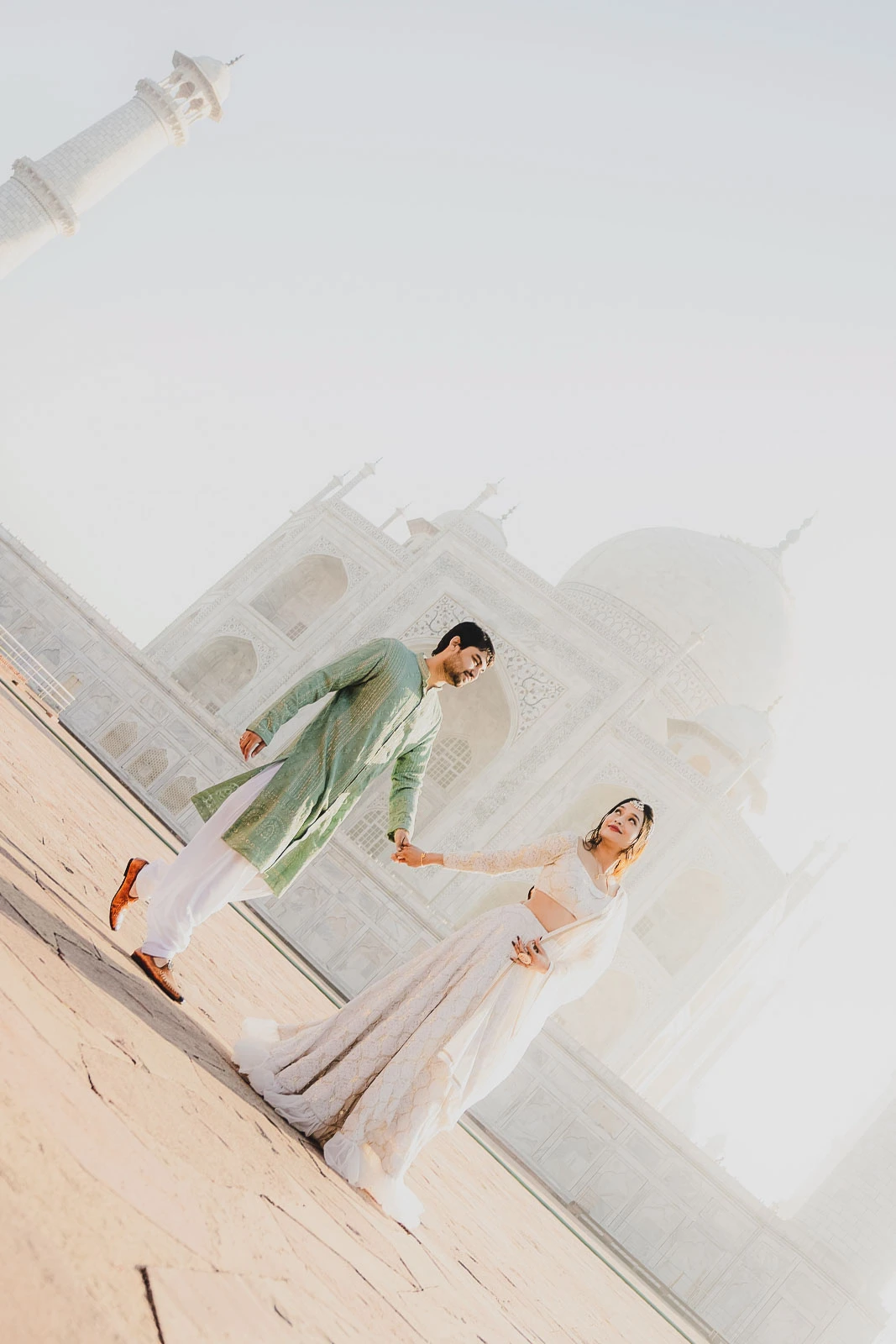 Intimate Pre-Wedding Moment at the Taj Mahal
