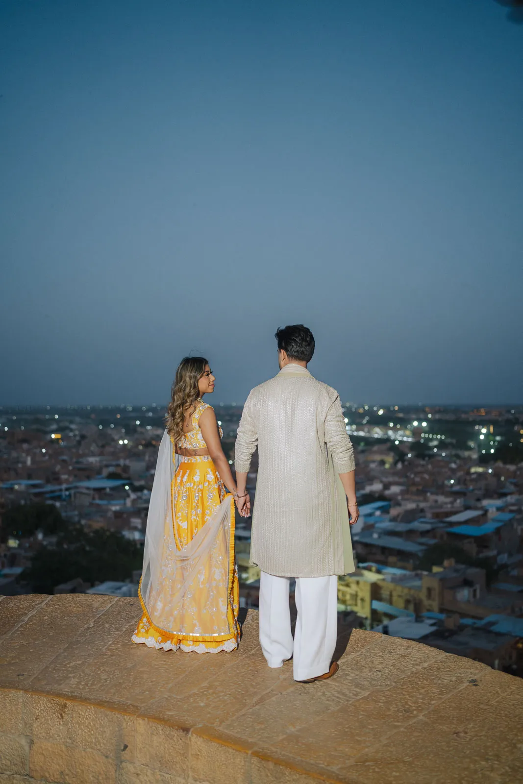 Intimate Sunset Couple Moment in Jaisalmer