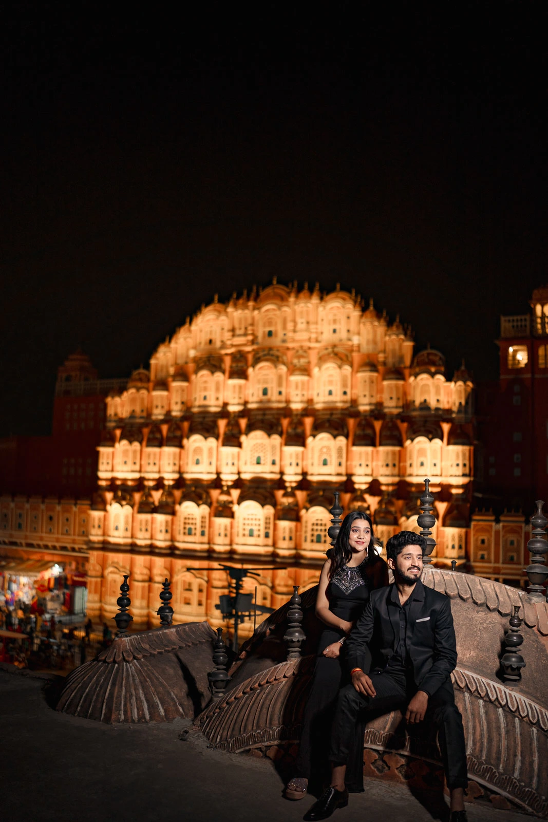 Jaipur Night Prewedding Photography at Illuminated Heritage Palace