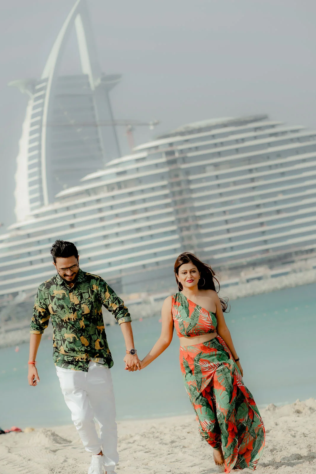 Joyful Couple Walking Through Dubai