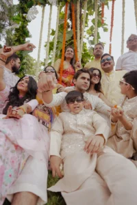 Joyful Wedding Guests Celebrating With the Couple