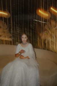 Romantic Bride Portrait at Evening Wedding Reception