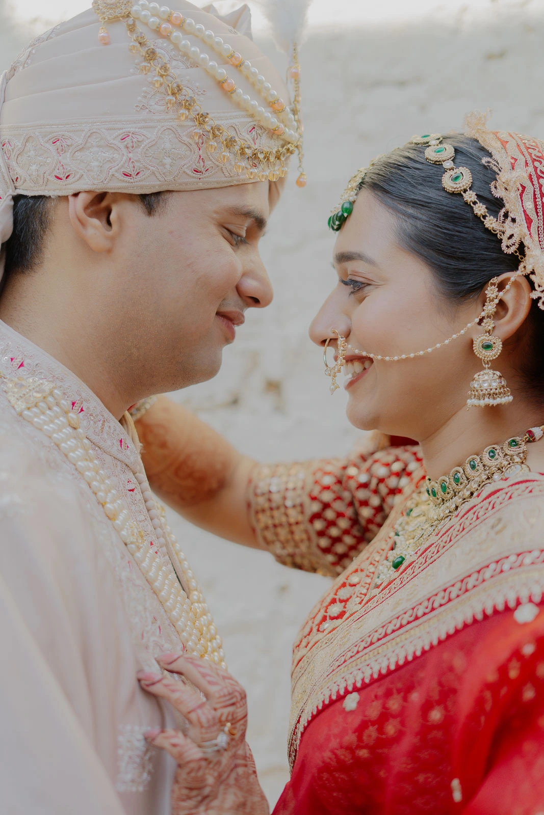 Romantic Bride and Groom Close-Up