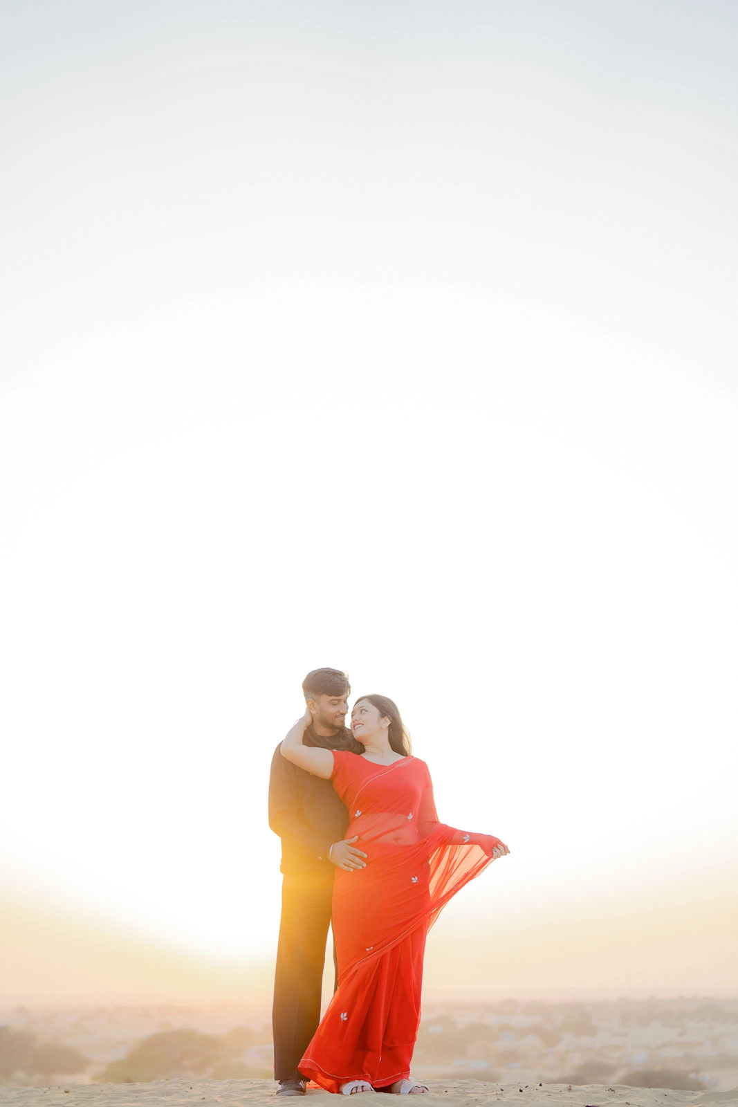Romantic Couple Silhouette in Golden Light