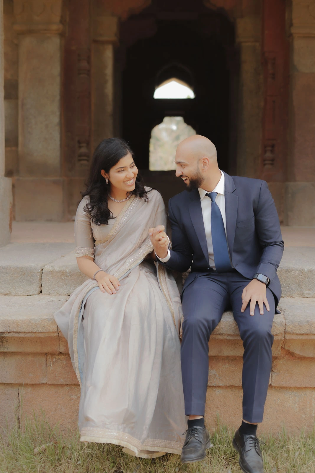 Romantic Couple Stroll at a Delhi Historic Location
