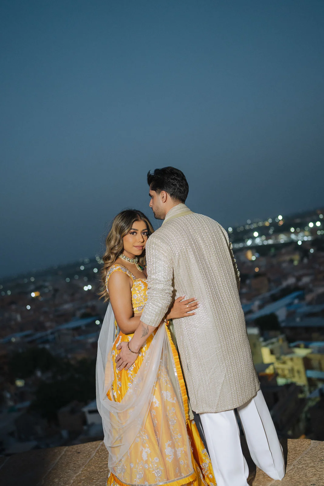 Romantic Desert Walk for a Jaisalmer Pre-Wedding
