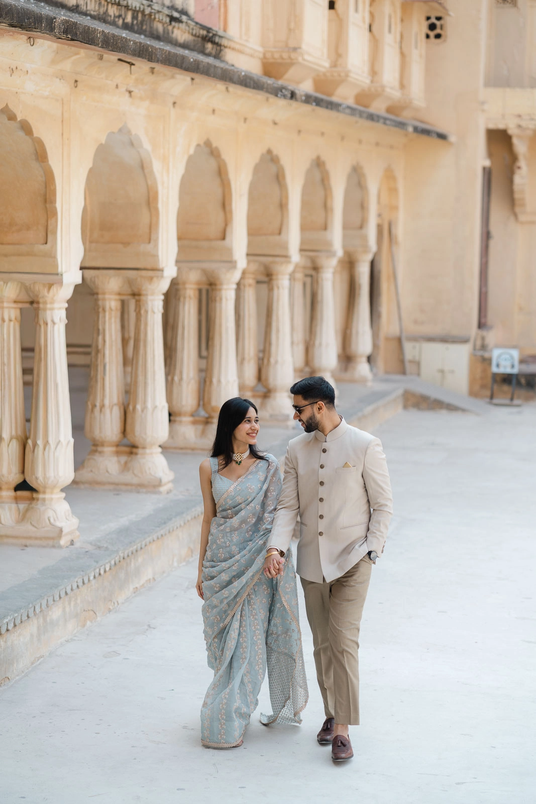 Romantic Palace Courtyard Prewedding Shoot in Jaipur