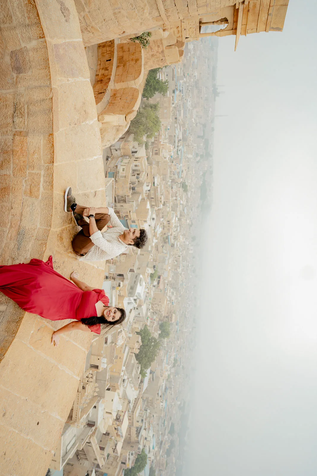Romantic Red Dress Portrait in Jaisalmer City