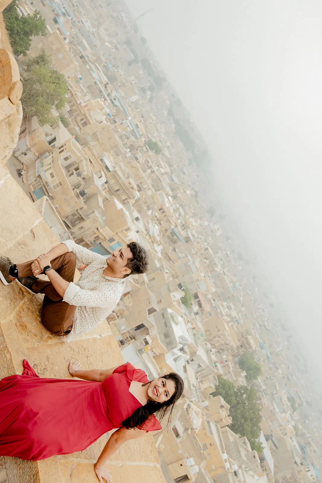 Romantic Red Dress Portrait in Jaisalmer