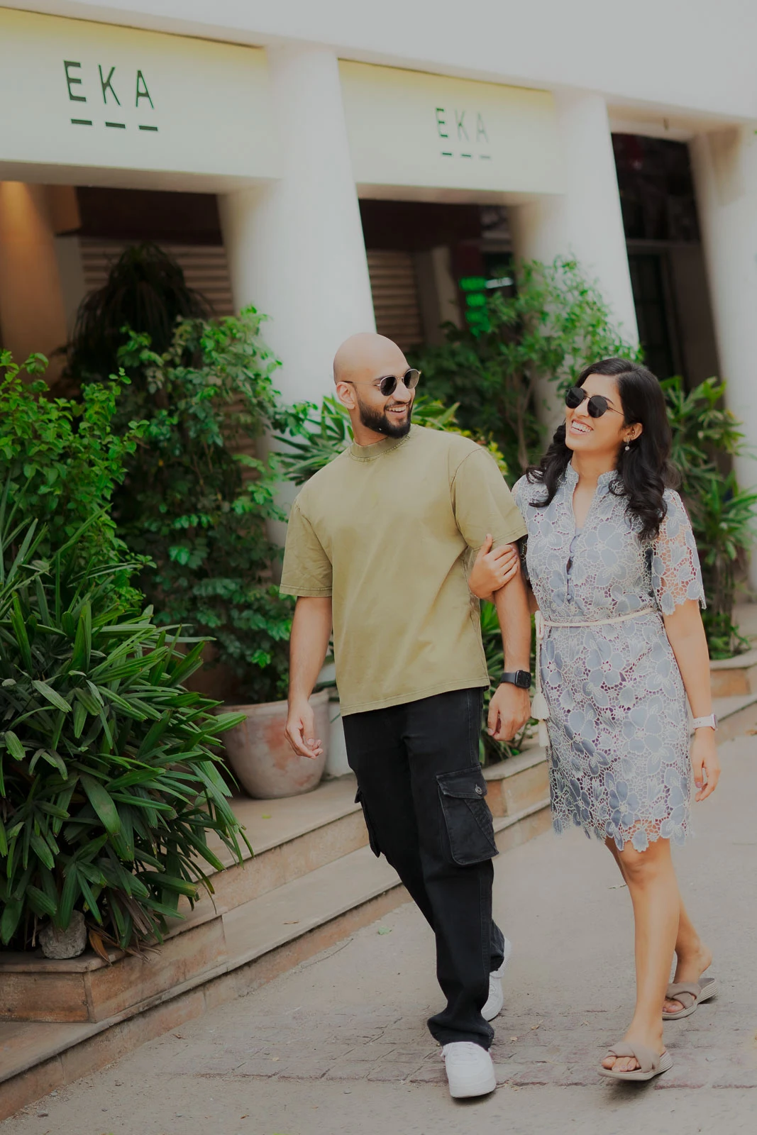 Romantic Walking Portrait for a Delhi Pre-Wedding