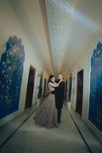 Romantic Wedding Portrait in a Grand Hall