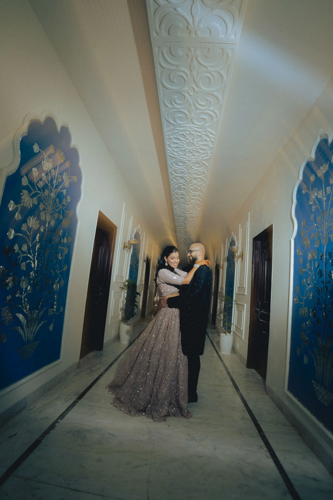 Romantic Wedding Portrait in a Grand Hall