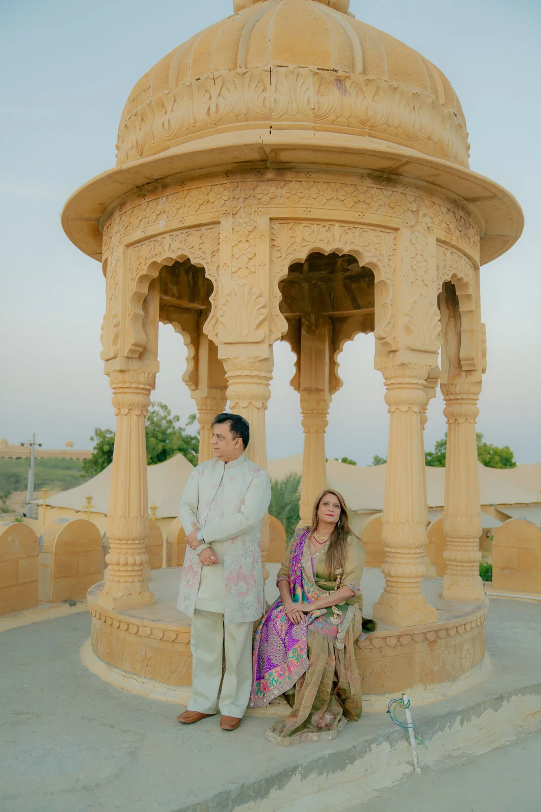Royal Bridal Portrait Under the Stone Pavilion