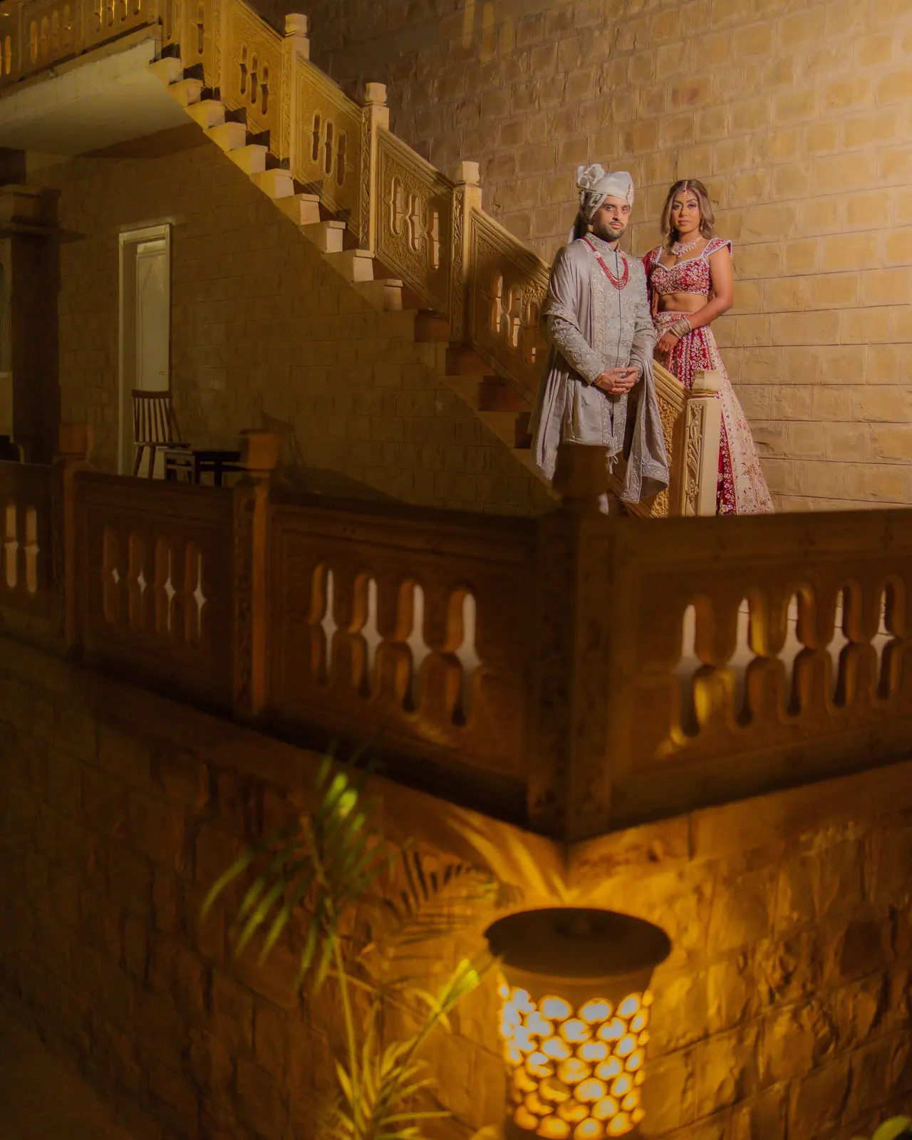 Royal Bride & Groom Portrait at Night