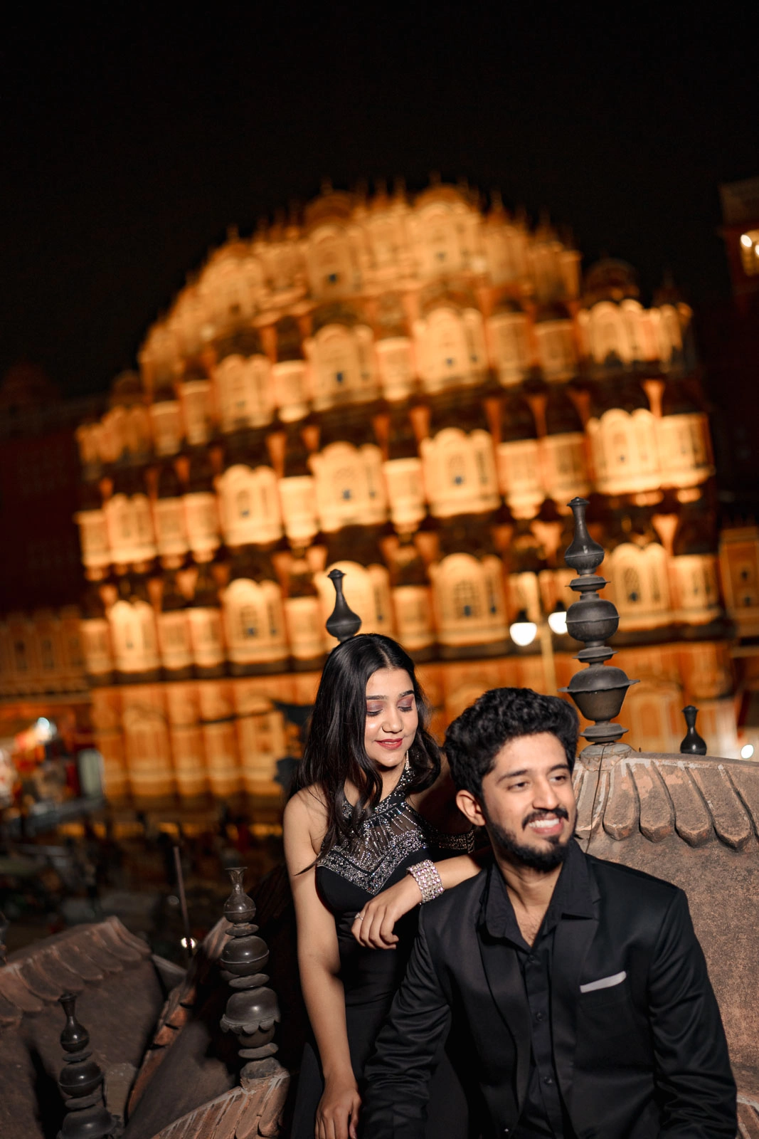 Royal Night Prewedding Shoot in Jaipur Heritage Architecture