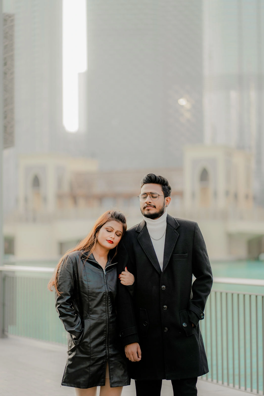 Sophisticated Couple Walking Through Dubai