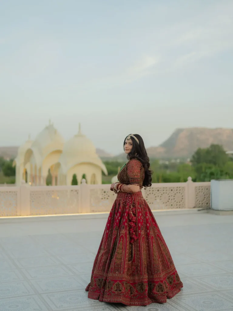 The Bride in Her Royal Red Ensemble