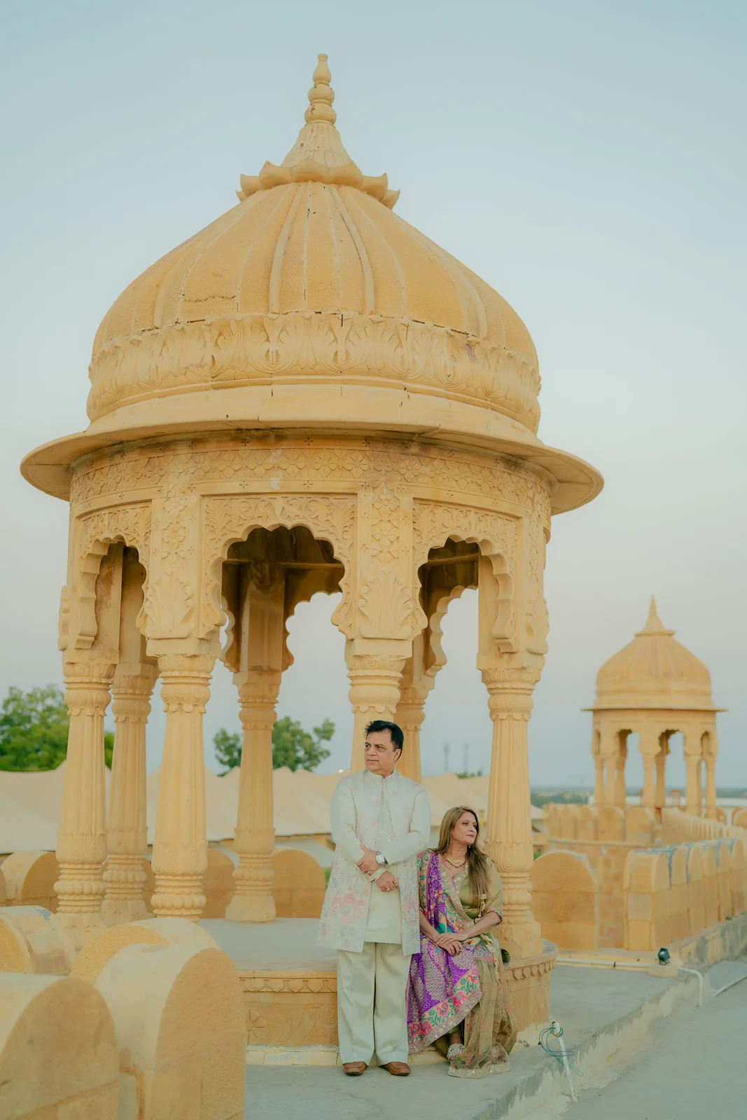 The Couple Beneath a Classic Rajasthani Chhatri