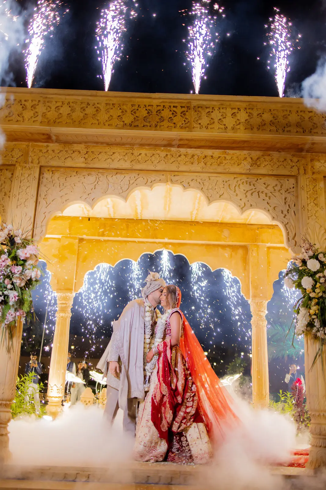 The Newlyweds Beneath the Golden Lights