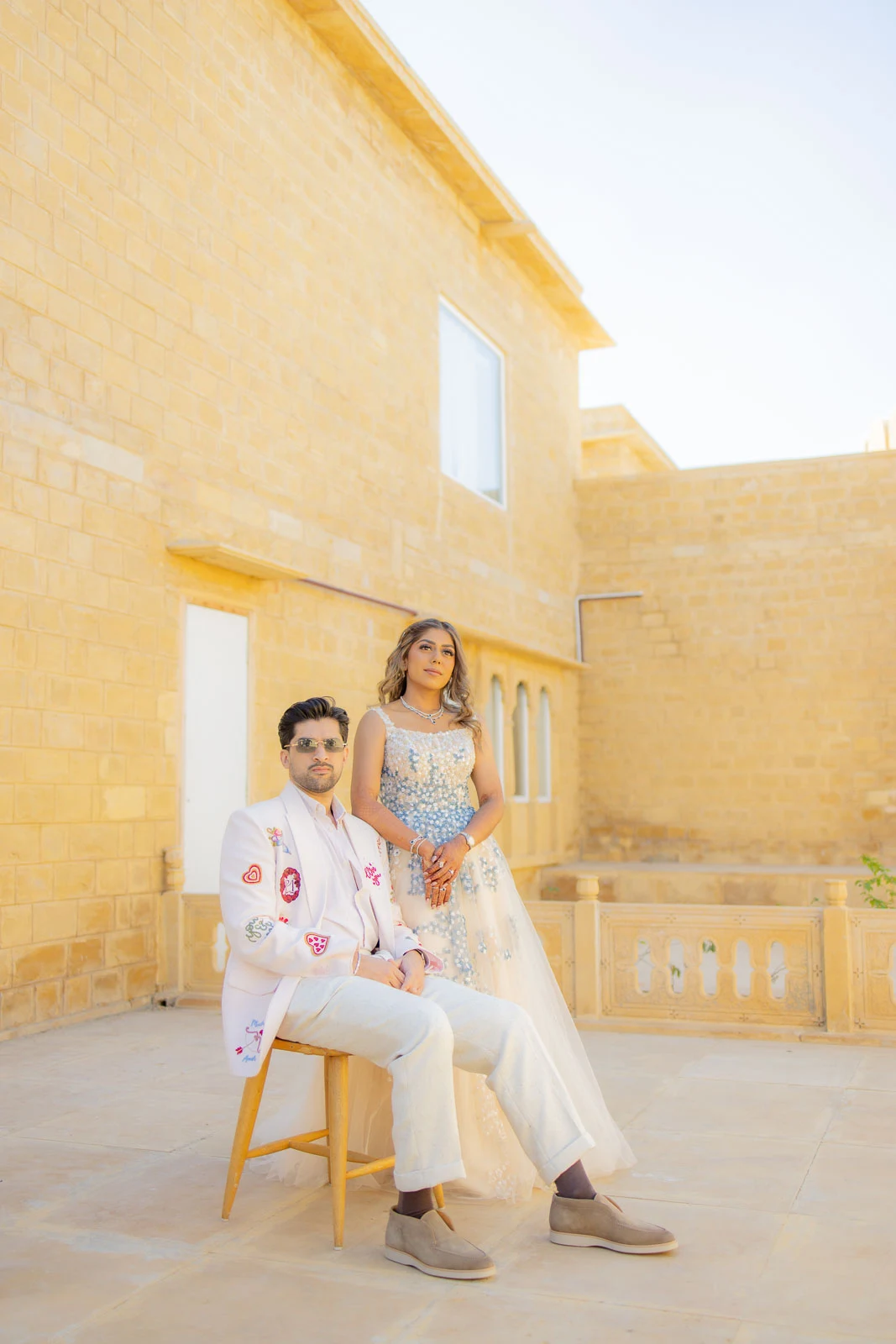 Timeless Couple Portrait in Golden Architecture