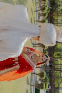Traditional Bridal Detail With Red Wedding Lehenga