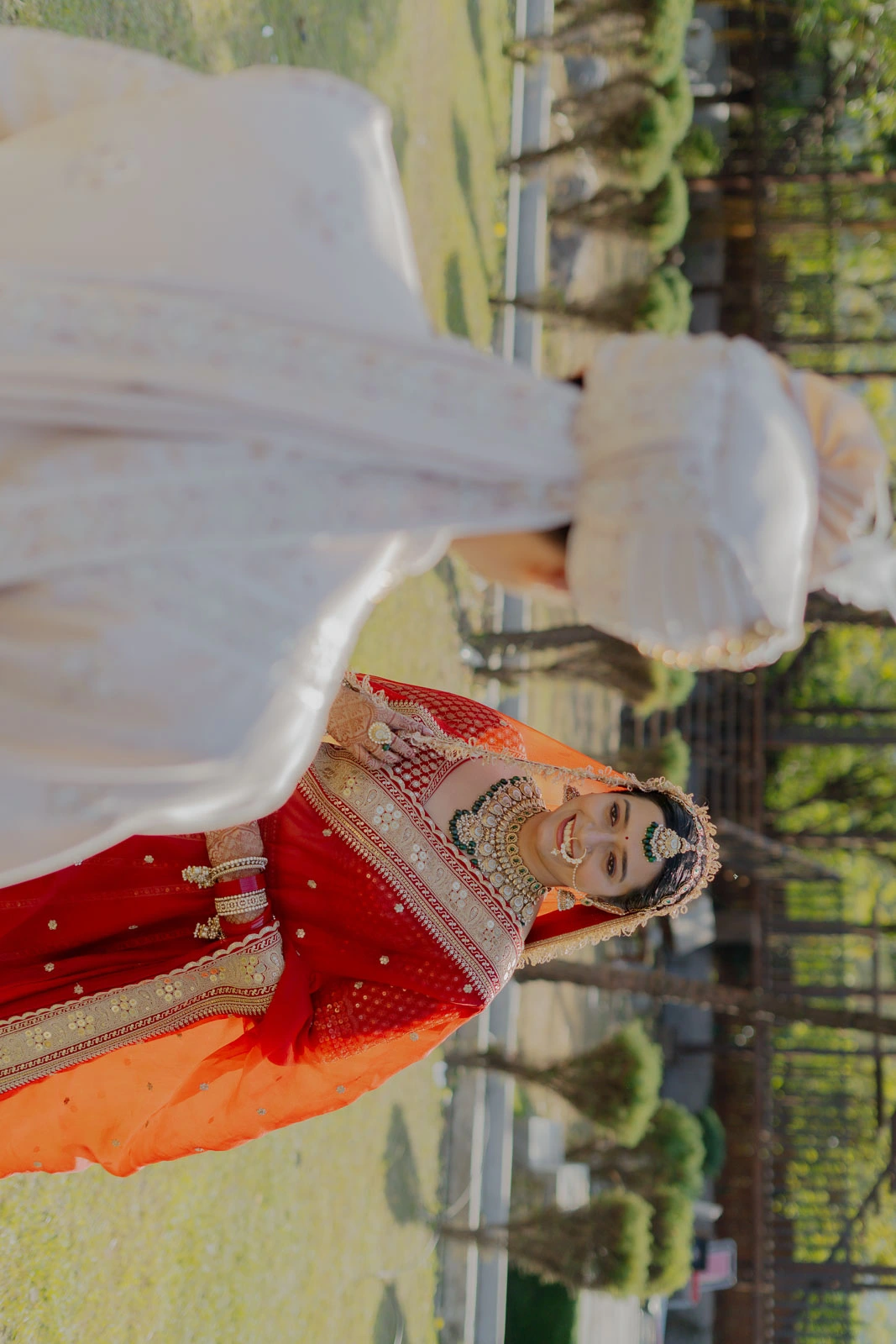 Traditional Bridal Detail With Red Wedding Lehenga