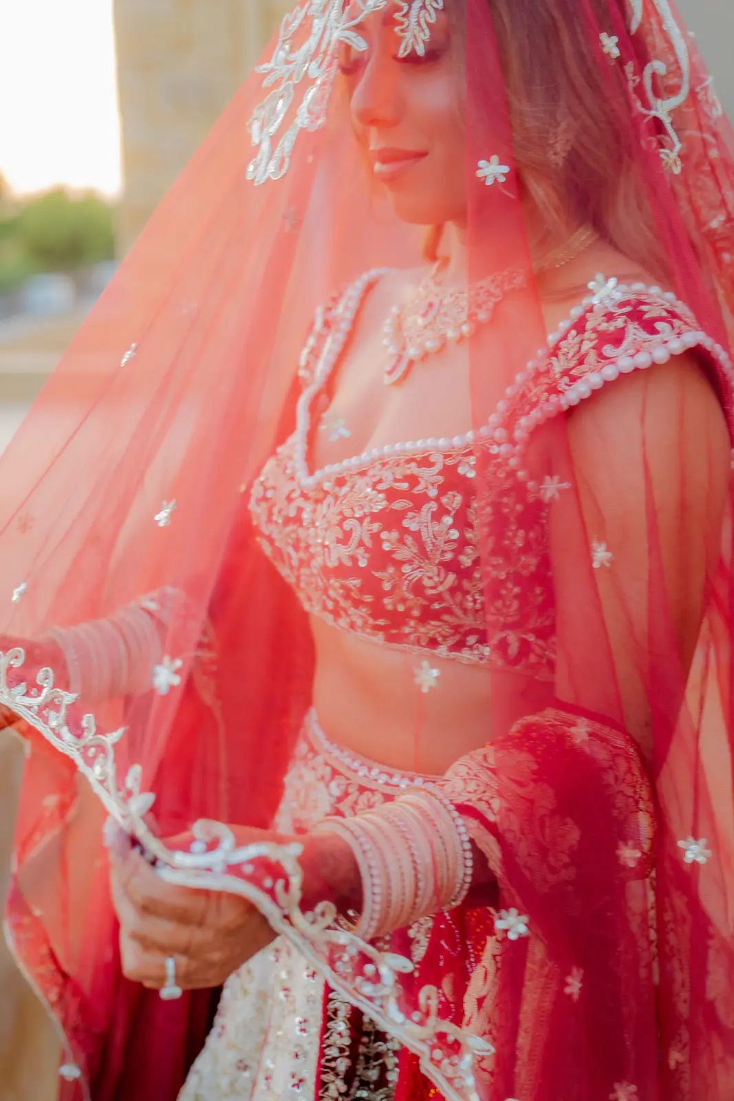 Veiled Bride in Red