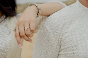 Close-up of couple_s arms and hands, Jaipur pre-wedding shoot