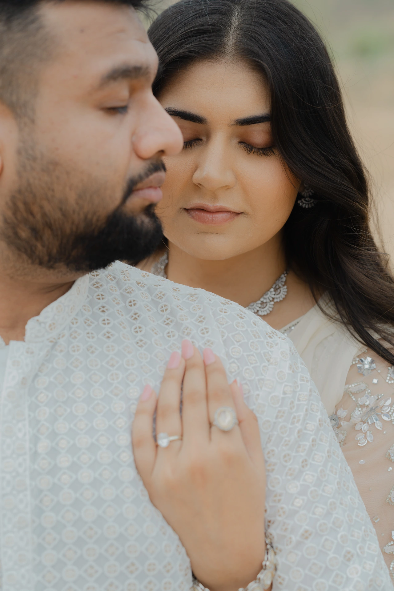 Close-up of couple_s faces close together, Jaipur pre-wedding shoot