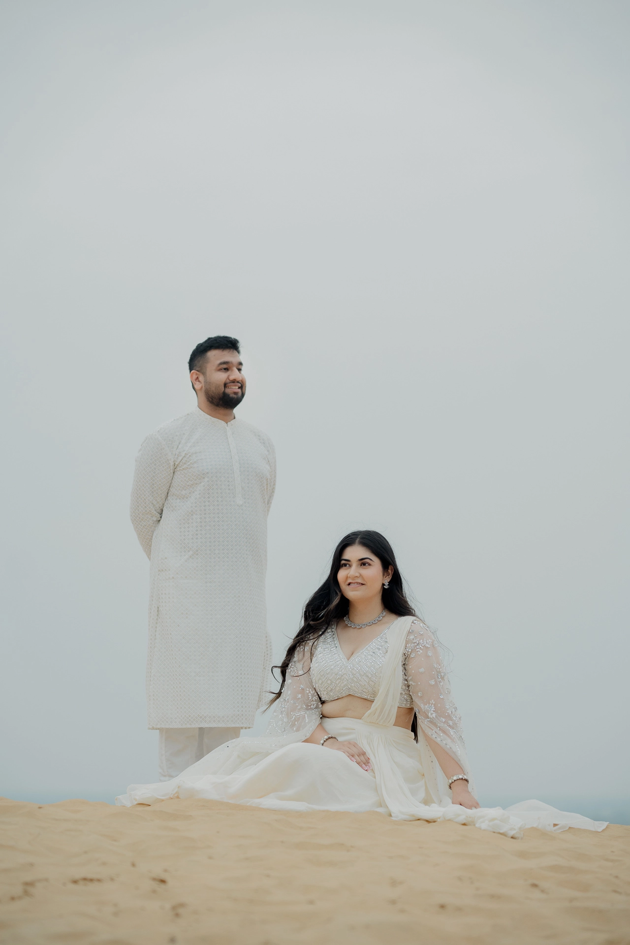 Couple standing close together outdoors, Jaipur pre-wedding shoot