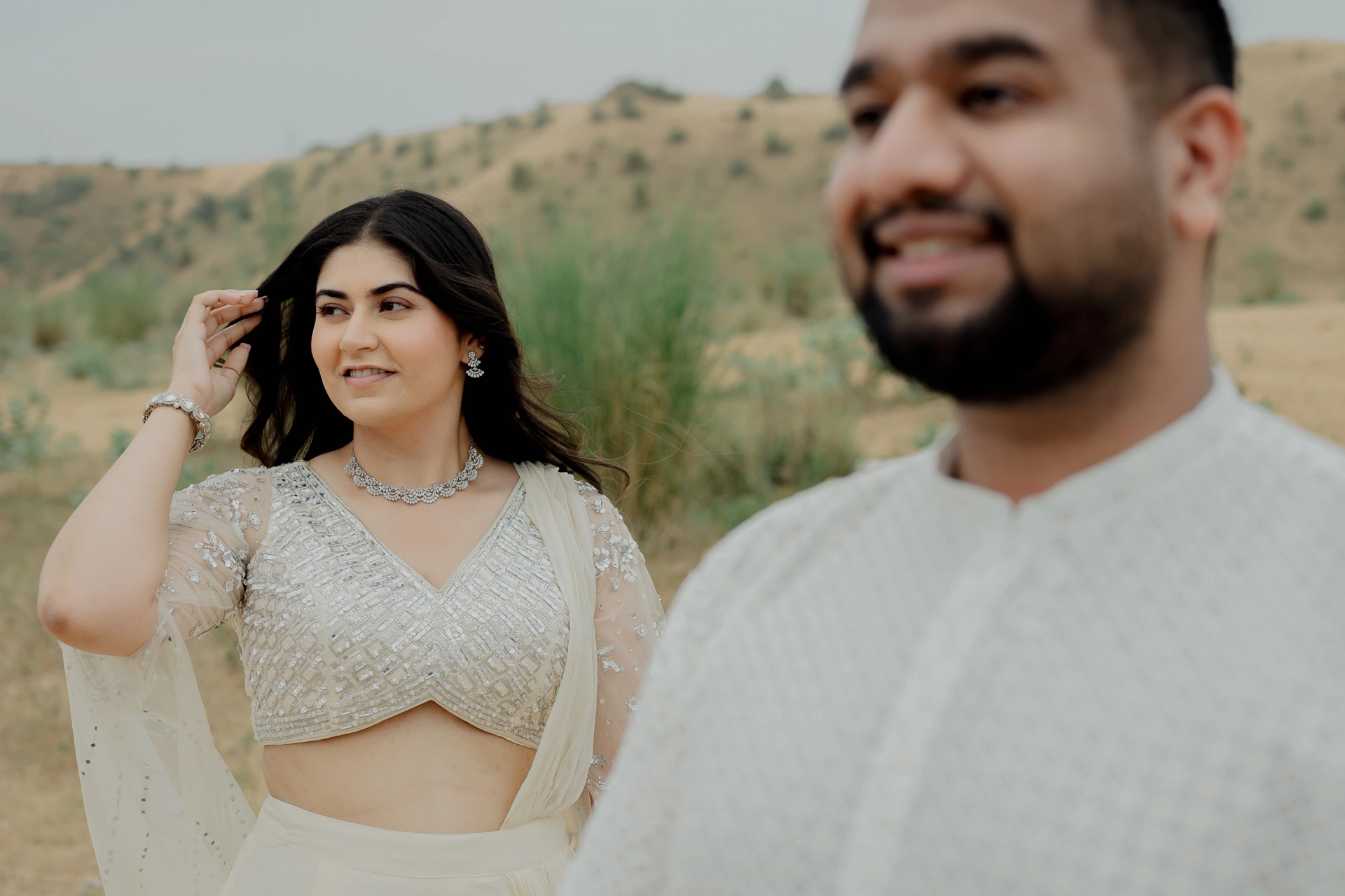 Couple standing side by side, Jaipur pre-wedding shoot