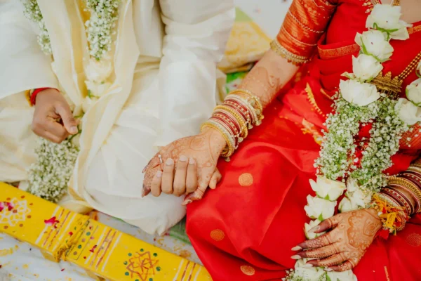 Bridal Saree and Wedding Ritual Details in Close-Up